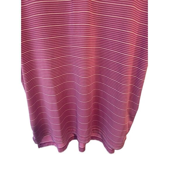 Adidas Mens Polo Golf Shirt Large Fuchsia Striped Short Sleeve ClimaLite - Picture 5 of 9